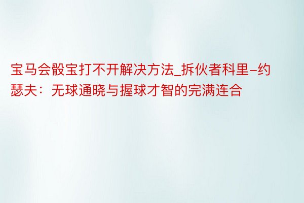 宝马会骰宝打不开解决方法_拆伙者科里-约瑟夫：无球通晓与握球才智的完满连合